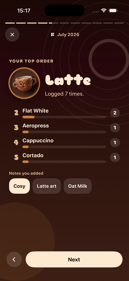 Recap: top order was a latte
